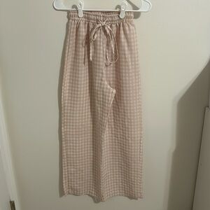 Tan checkered flowy pants